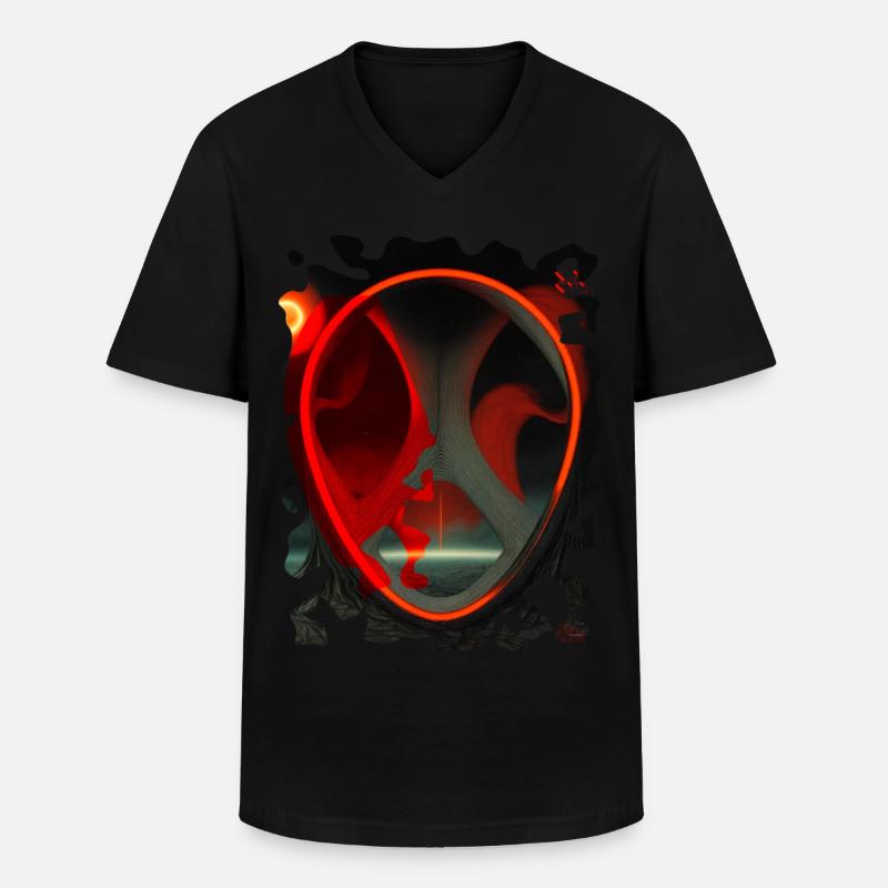 Ovale E - T-shirt col V Homme - noir