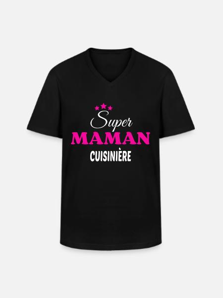 Super maman cuisinière citation - T-shirt col V Homme - noir