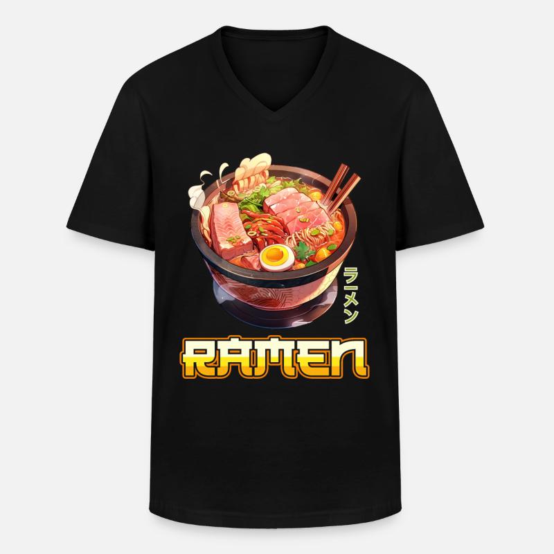 Anime Ramen Nudeln - Männer-T-Shirt mit V-Ausschnitt - Schwarz
