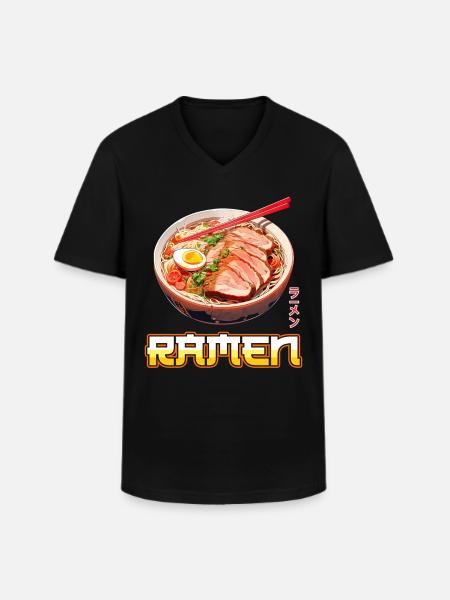 Anime Ramen Nudeln - Männer-T-Shirt mit V-Ausschnitt - Schwarz