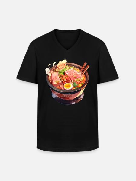 Anime Ramen Noodles - Men's V-Neck T-Shirt - black