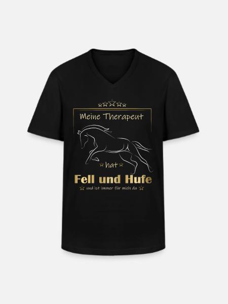 Therapeut Pferd Gold - Männer-T-Shirt mit V-Ausschnitt - Schwarz