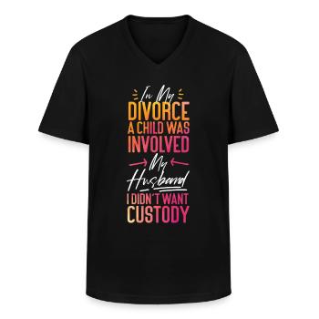 Gelukkig echtscheidingsfeest in mijn scheiding - Klassiek mannen T-shirt met V-hals - zwart - Voor - AI Model Male 178 dark (178cm)