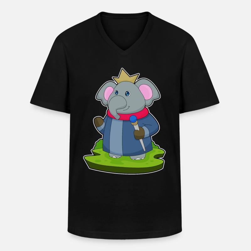 Elephant King Scepter Crown - Men's V-Neck T-Shirt - black
