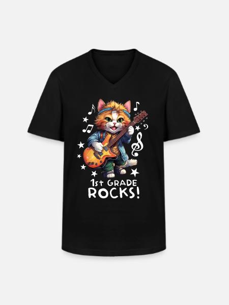 Back-to-school school enrollment cat kitten - Men's V-Neck T-Shirt - black