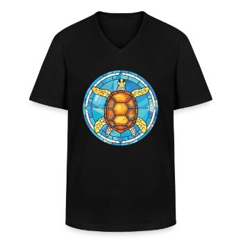 Schildkröte Buntes Aquarell Tier Haustier Illustration - Männer-T-Shirt mit V-Ausschnitt - Schwarz - Vorne - AI Model Male 178 dark (178cm)