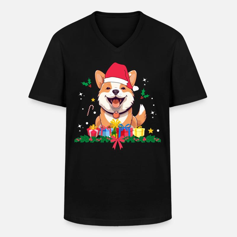 Hund Weihnachten. Weihnachtsgeschenk - Männer-T-Shirt mit V-Ausschnitt - Schwarz