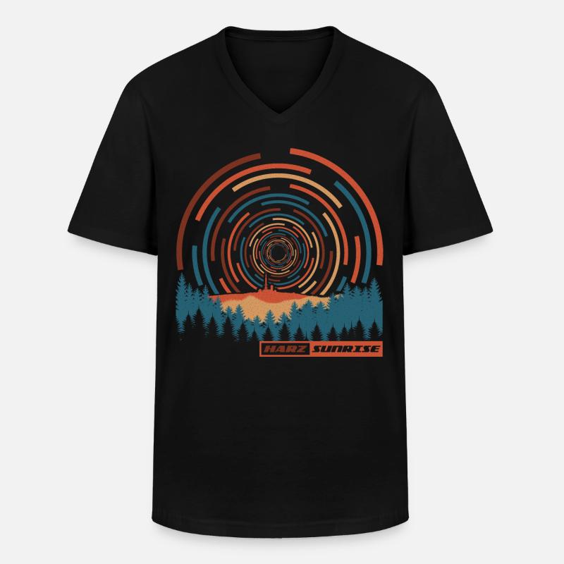 Harz Sunrise (Brocken-Edition) - Männer-T-Shirt mit V-Ausschnitt - Schwarz