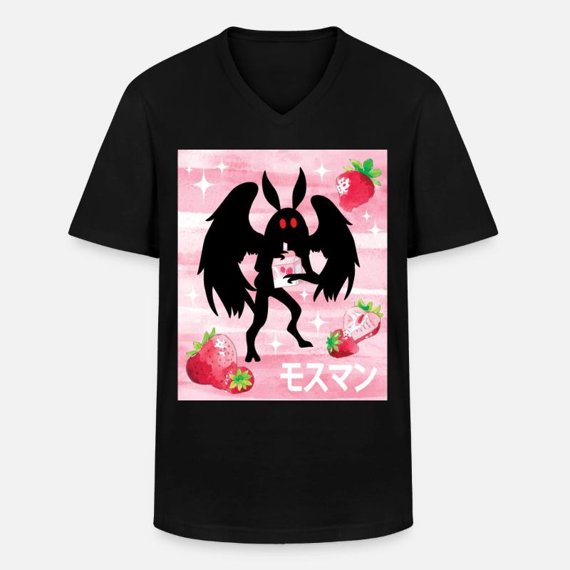Mothman Erdbeereen Shake - Männer-T-Shirt mit V-Ausschnitt - Schwarz