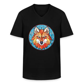 Wolf Buntes Aquarell Tier Haustier Illustration - Männer-T-Shirt mit V-Ausschnitt - Schwarz - Vorne - AI Model Male 178 dark (178cm)