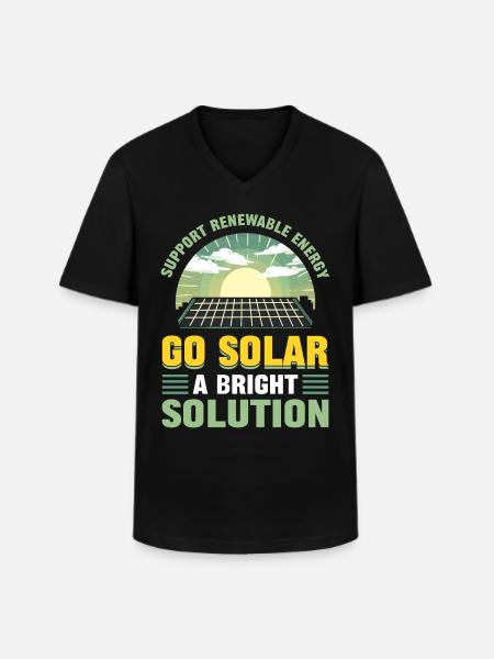 Soutenez l’énergie renouvelable Go Solar - T-shirt col V Homme - noir