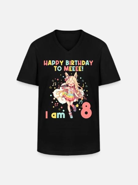 Anime Mandga K-Pop KPop Girl 8 ° compleanno - Maglietta da uomo classica con scollo a V - nero