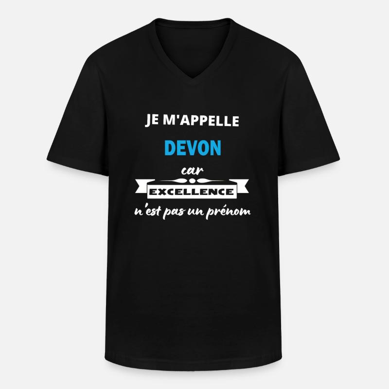 Je m'appelle excellence Devon - T-shirt col V Homme - noir