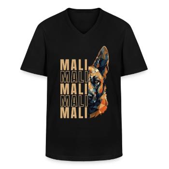 Belgian Malinois Liebhaber Geometrie - Männer-T-Shirt mit V-Ausschnitt - Schwarz - Vorne - AI Model Male 178 dark (178cm)