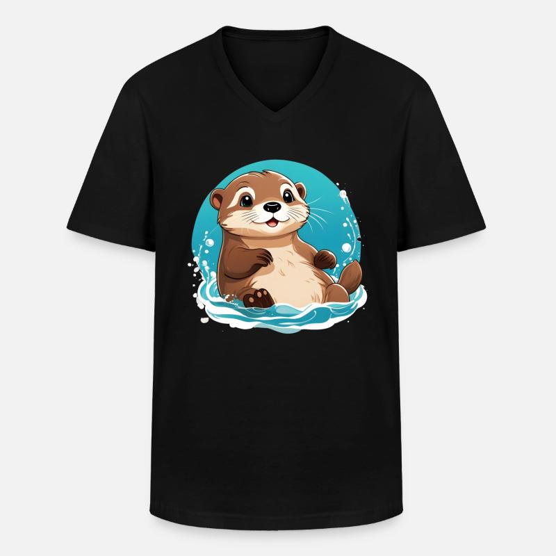 Otter - Männer-T-Shirt mit V-Ausschnitt - Schwarz