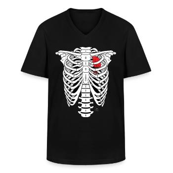 SQUELETTE - T-shirt col V Homme - noir - Devant - AI Model Male 178 dark (178cm)