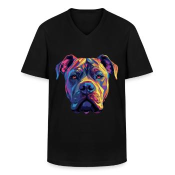 Cane Corso Colorful Presa Canario - Männer-T-Shirt mit V-Ausschnitt - Schwarz - Vorne - AI Model Male 178 dark (178cm)