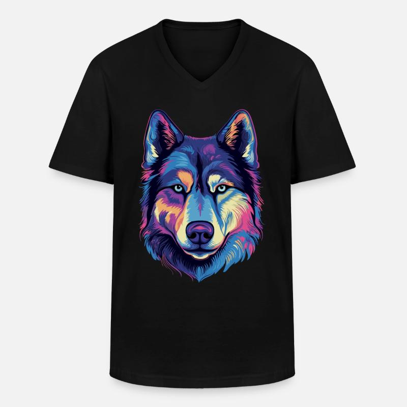 Sibirischer Husky Geschenk - Männer-T-Shirt mit V-Ausschnitt - Schwarz