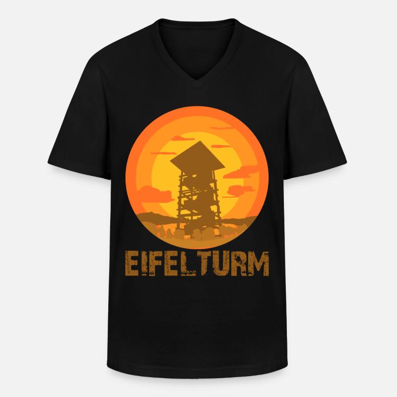 Eifel Wandern Aussichtsturm Eifler - Männer-T-Shirt mit V-Ausschnitt - Schwarz