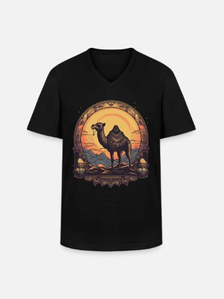 Kamel Retro Großkamel Ägypten - Männer-T-Shirt mit V-Ausschnitt - Schwarz