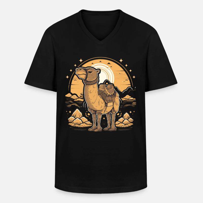 Kamel Retro Großkamel Ägypten - Männer-T-Shirt mit V-Ausschnitt - Schwarz