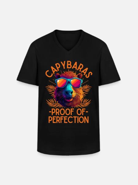 Capybara with sunglasses - Men's V-Neck T-Shirt - black