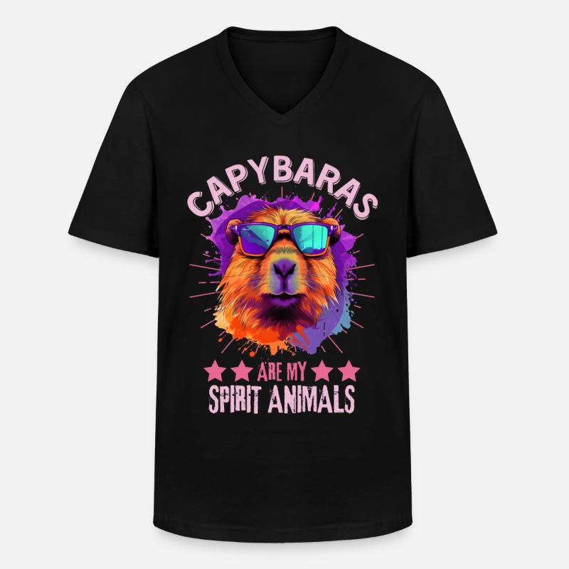 Capybara mit Sonnenbrille - Männer-T-Shirt mit V-Ausschnitt - Schwarz