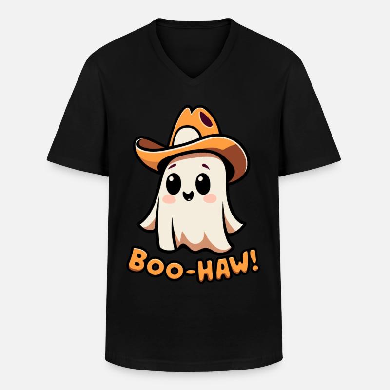 Halloween Geist Cowboy - Männer-T-Shirt mit V-Ausschnitt - Schwarz