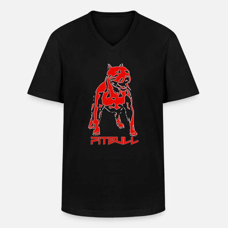 Pitbull - Männer-T-Shirt mit V-Ausschnitt - Schwarz
