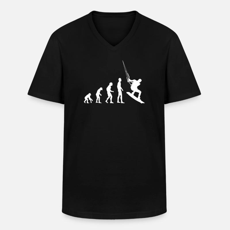 Kitesurf Evolution Kiteboard - Männer-T-Shirt mit V-Ausschnitt - Schwarz