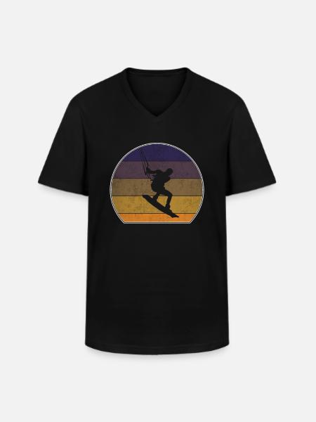 Kitesurf rétro Sunset Kitesurf - T-shirt col V Homme - noir