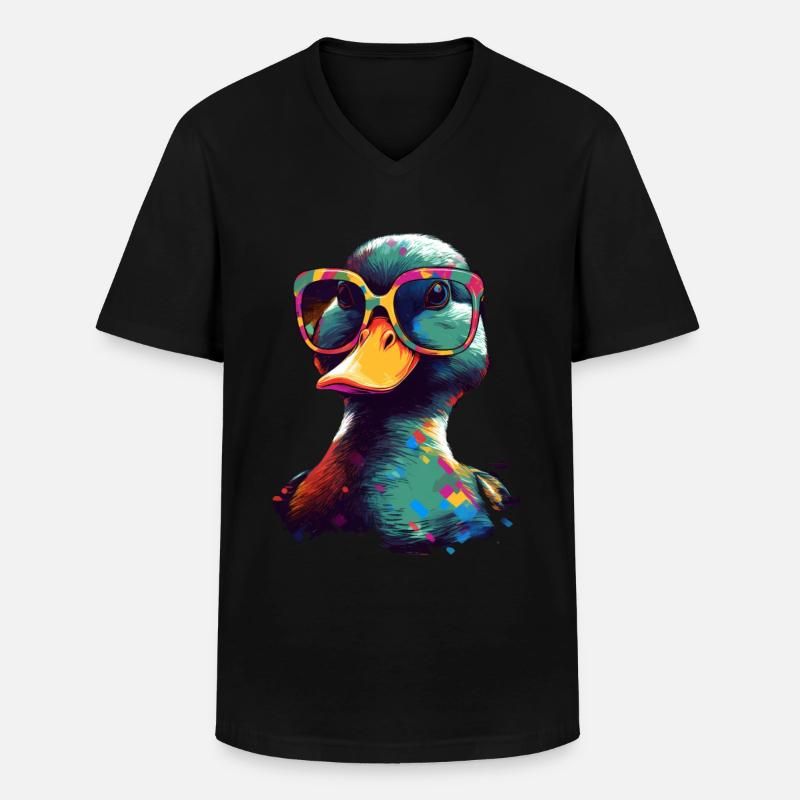 Ducks with sunglasses - Men's V-Neck T-Shirt - black