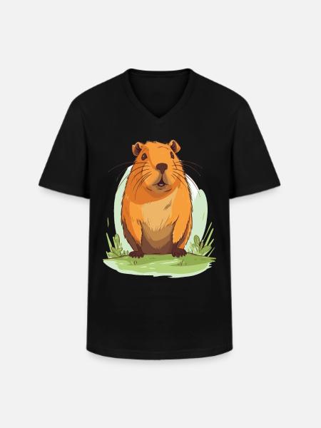 Capybara in Nature Wasserschwein - Männer-T-Shirt mit V-Ausschnitt - Schwarz