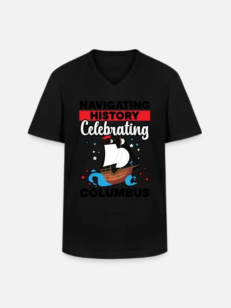 Navigating History Columbus Day - Men's V-Neck T-Shirt - black