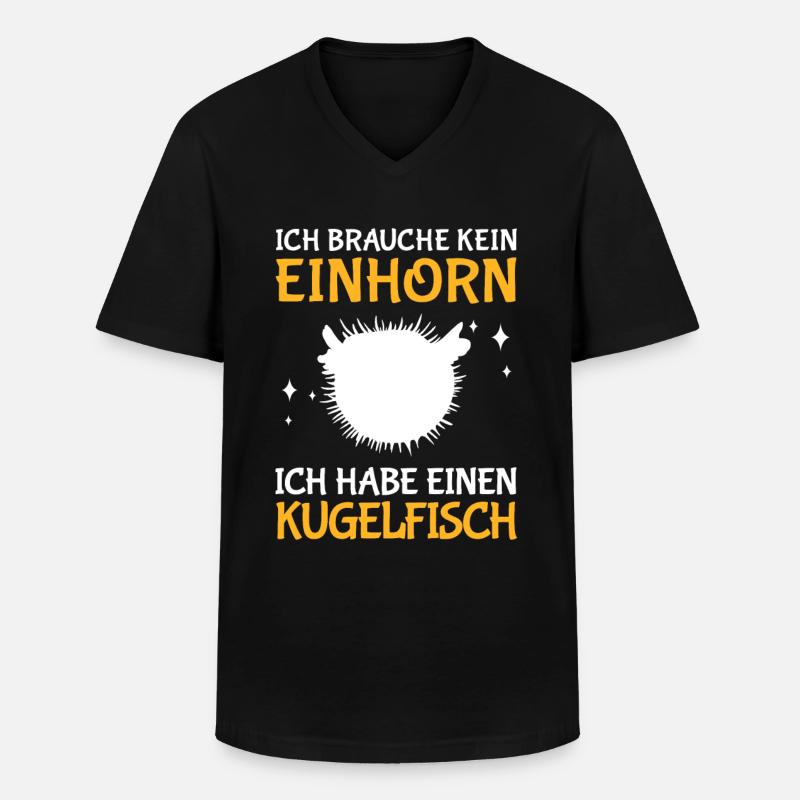 Ich habe einen Kugelfisch Aquaristik - Männer-T-Shirt mit V-Ausschnitt - Schwarz