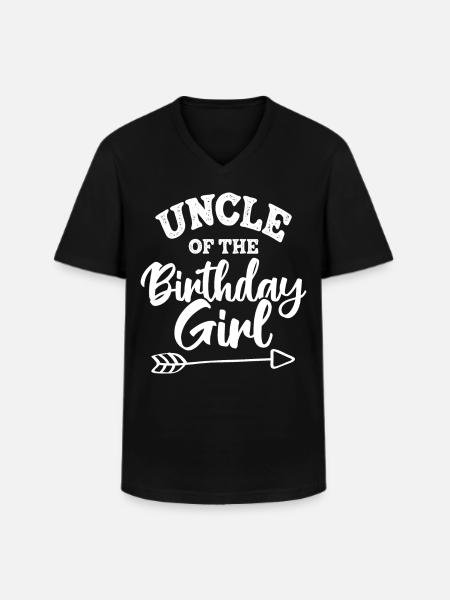 Oncle de la fille d’anniversaire - T-shirt col V Homme - noir