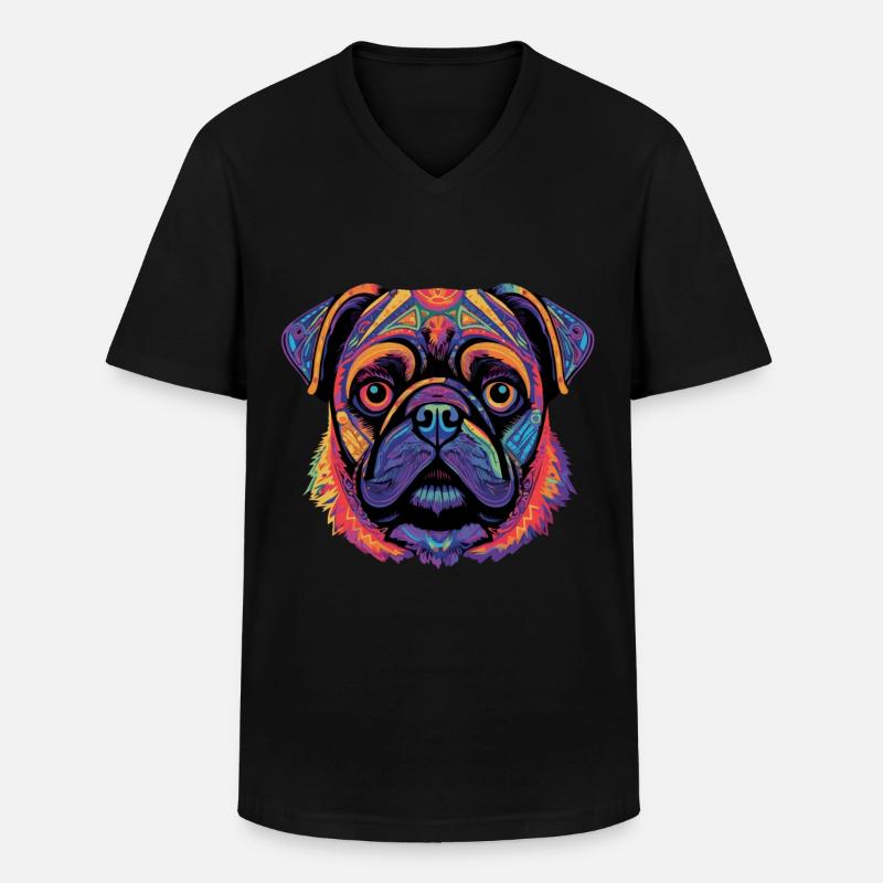 Mops Geschenk - Männer-T-Shirt mit V-Ausschnitt - Schwarz