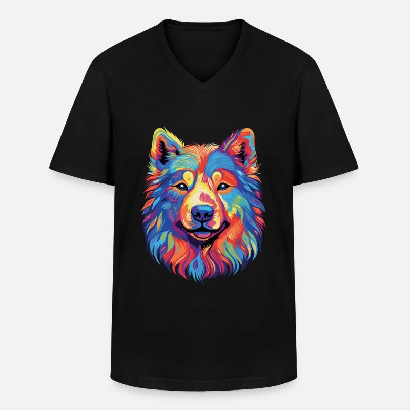 Samojede Schlittenhund Samojeden - Männer-T-Shirt mit V-Ausschnitt - Schwarz