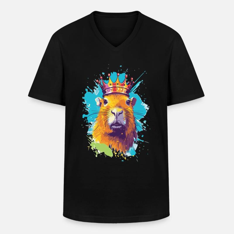 Capybara avec capybara couronne - T-shirt col V Homme - noir