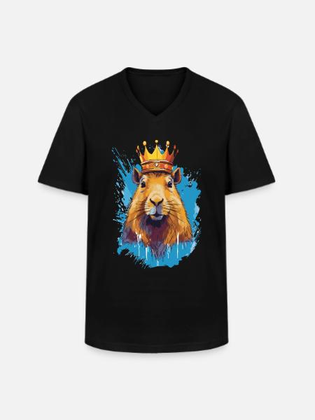 Capybara avec capybara couronne - T-shirt col V Homme - noir