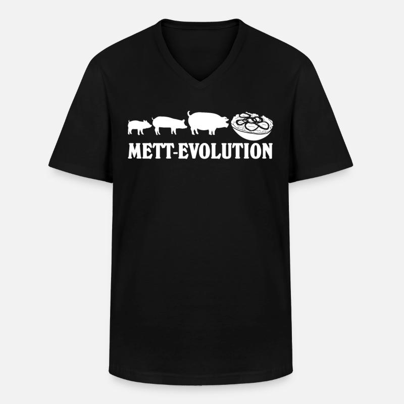 Mettbrötchen Hackfleisch Mett - Männer-T-Shirt mit V-Ausschnitt - Schwarz