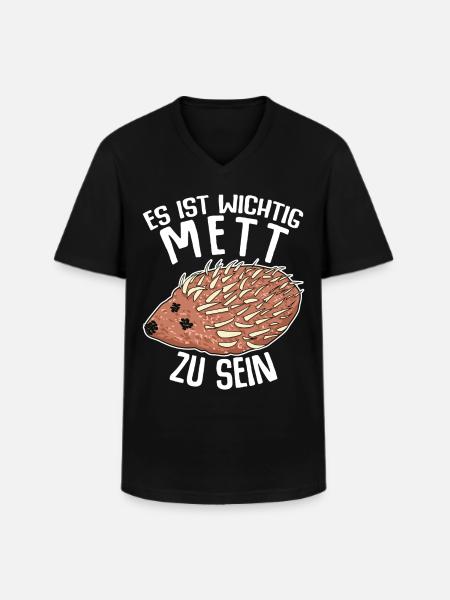 Mettigel Hackfleisch Mett Hack - Männer-T-Shirt mit V-Ausschnitt - Schwarz