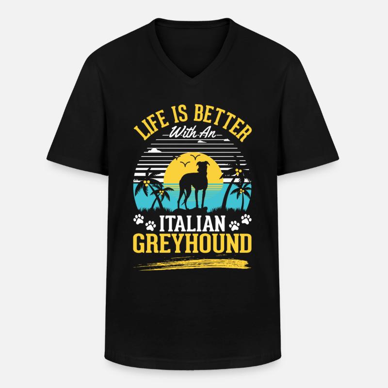 Italienischer Windhund Geschenk - Männer-T-Shirt mit V-Ausschnitt - Schwarz
