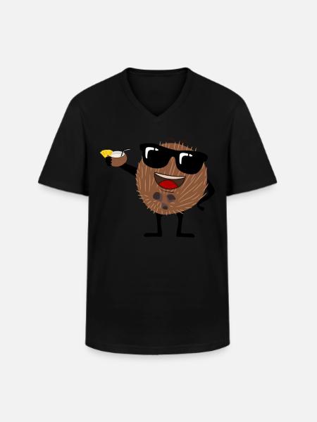Coconut with sunglasses Coconuts - Men's V-Neck T-Shirt - black
