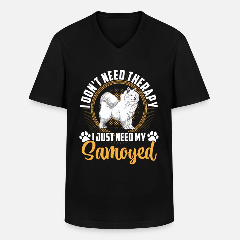 Brauche nur Samojede Samojedenspitz - Männer-T-Shirt mit V-Ausschnitt - Schwarz