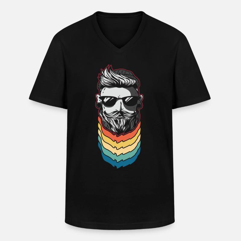 Beard Lover Bearded Man Retro - Männer-T-Shirt mit V-Ausschnitt - Schwarz