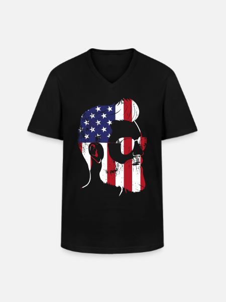 Beard Lover Bearded Man American - Men's V-Neck T-Shirt - black