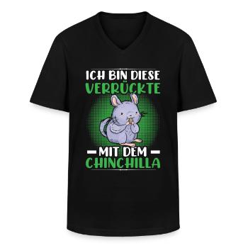 Verrückte mit Chinchilla Nagetier Wollmaus - Männer-T-Shirt mit V-Ausschnitt - Schwarz - Vorne - AI Model Male 178 dark (178cm)