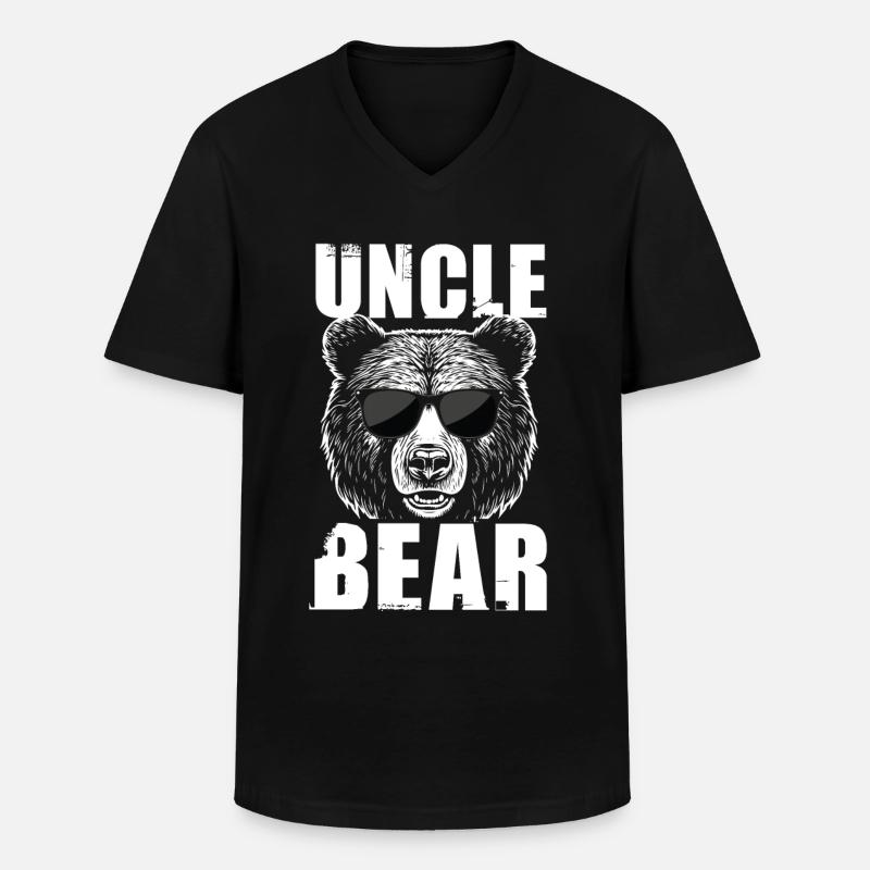 Uncle Bear - Männer-T-Shirt mit V-Ausschnitt - Schwarz