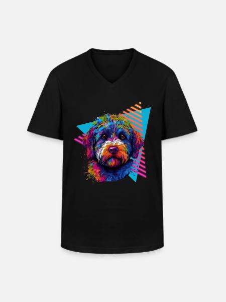 Lagotto Romagnolo 80s style - Men's V-Neck T-Shirt - black